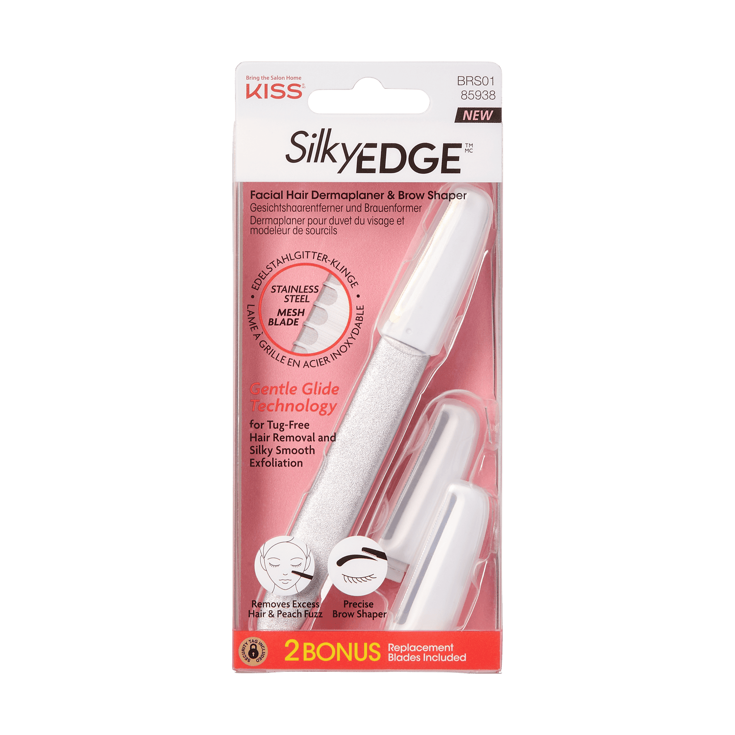 KISS Silky EDGE Facial Hair Dermaplaner &amp; Brow Shaper with 2 bonus blades