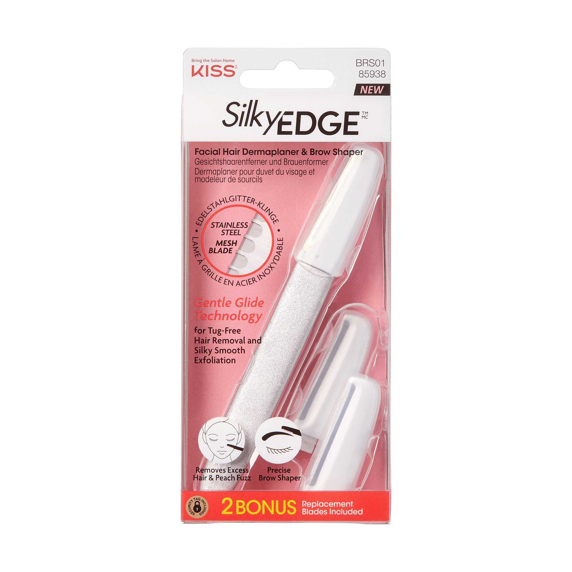 KISS Silky EDGE Facial Hair Dermaplaner &amp; Brow Shaper with 2 bonus blades