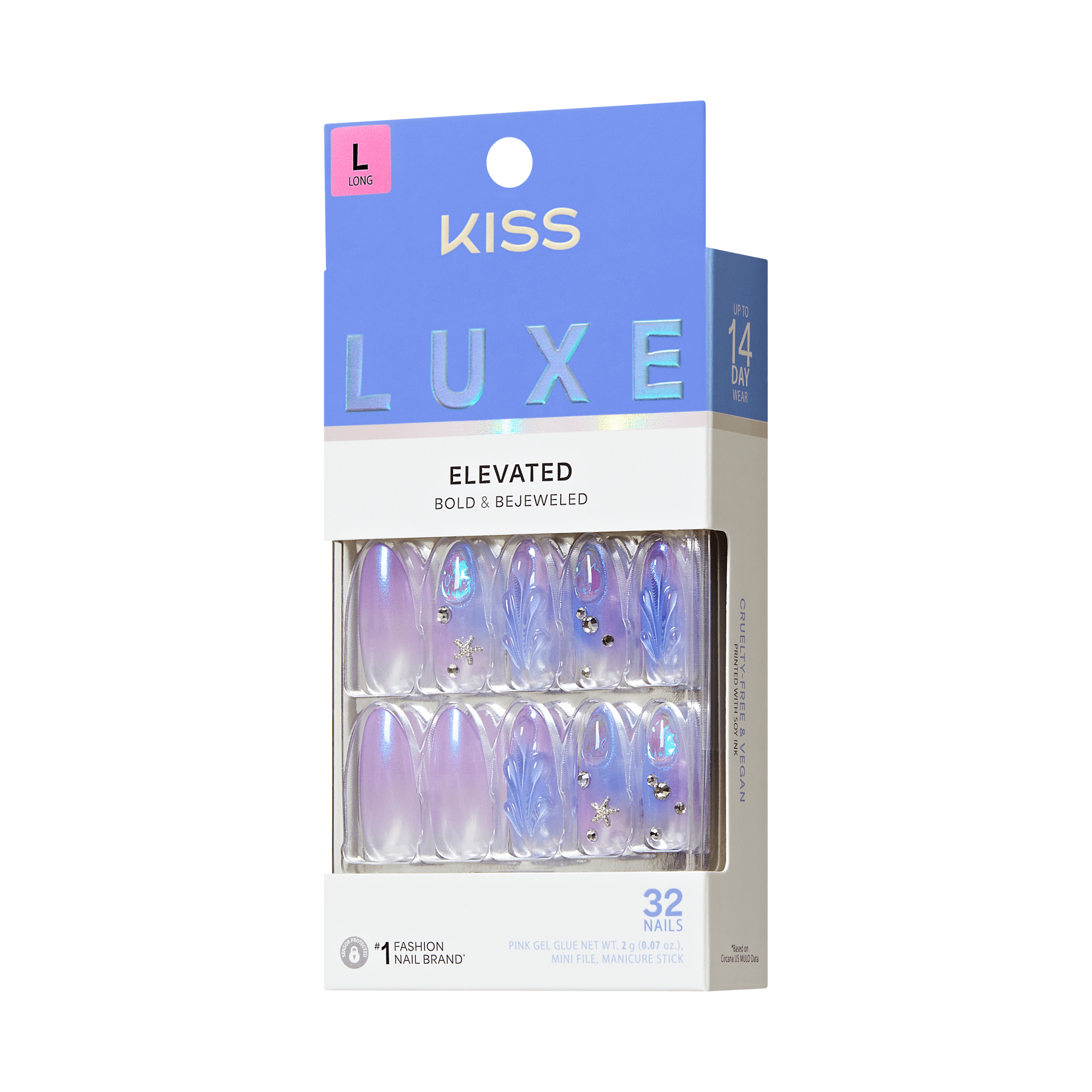 KISS LUXE Press On Glue Nails - Jasmine Skies