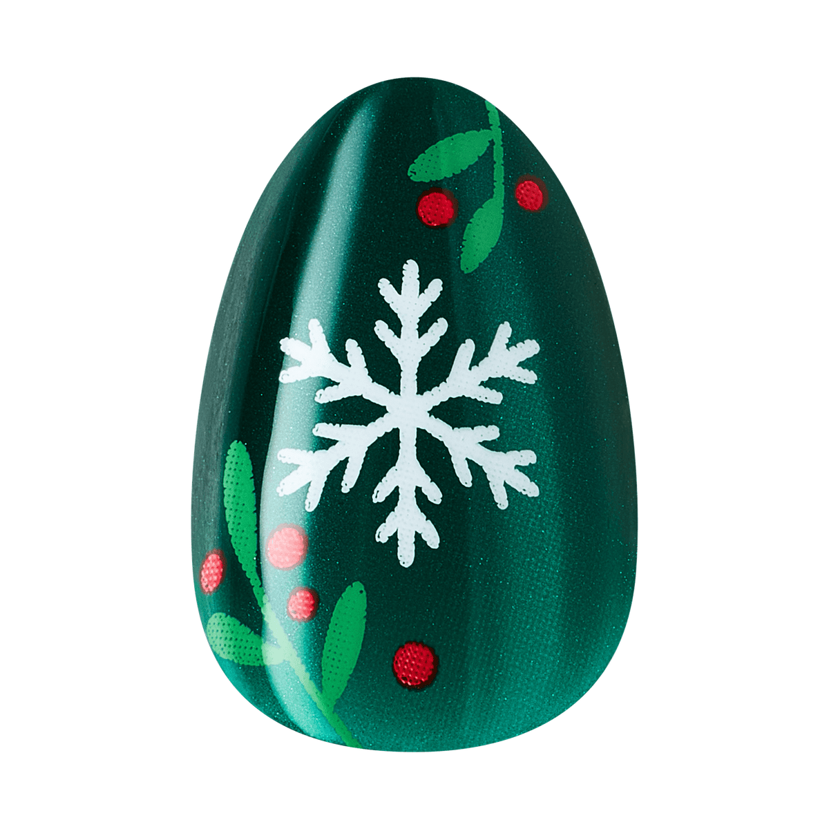 Kiss Merry Holiday Press On Fake Glue Nails Almond - Gifted Glam | Design, Green, Short, Almond