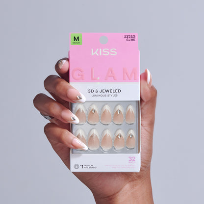 KISS GLAM 3D &amp; Jewel Press On Glue Nails  - Applause