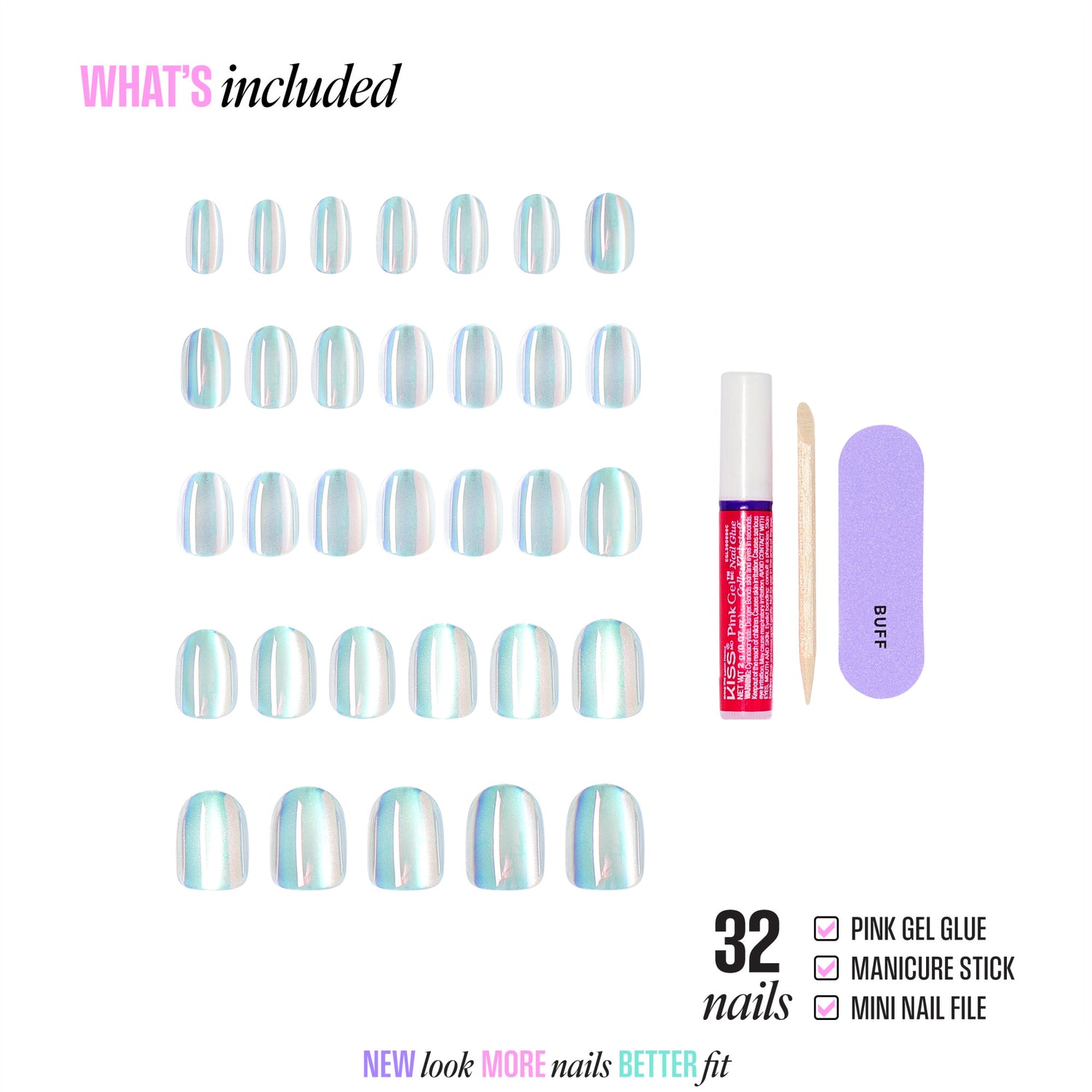 KISS GLAM Embellished Press On Glue Nails - Celestique