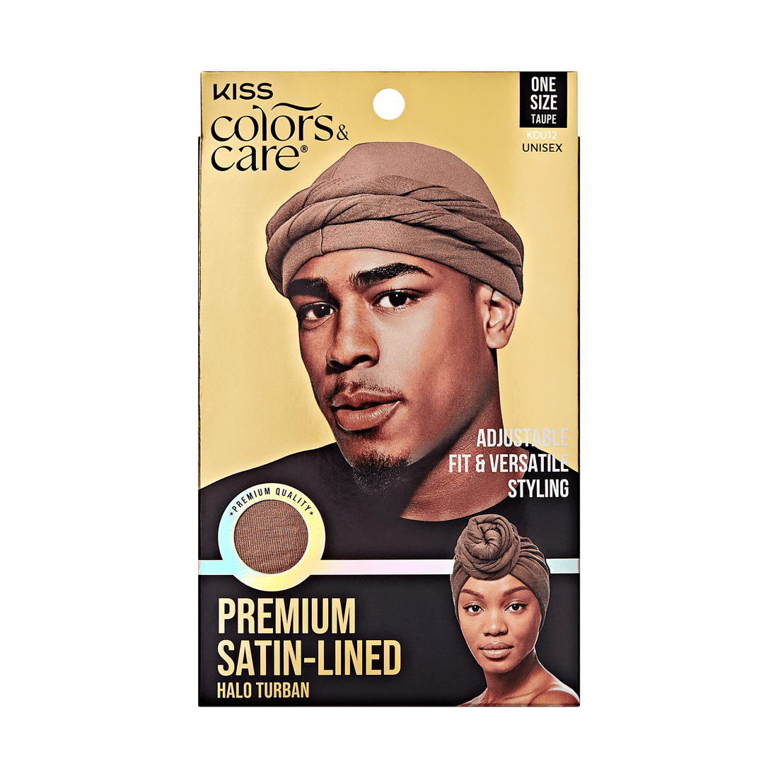 KISS Colors &amp; Care Premium Satin-Lined Halo Turban, Taupe