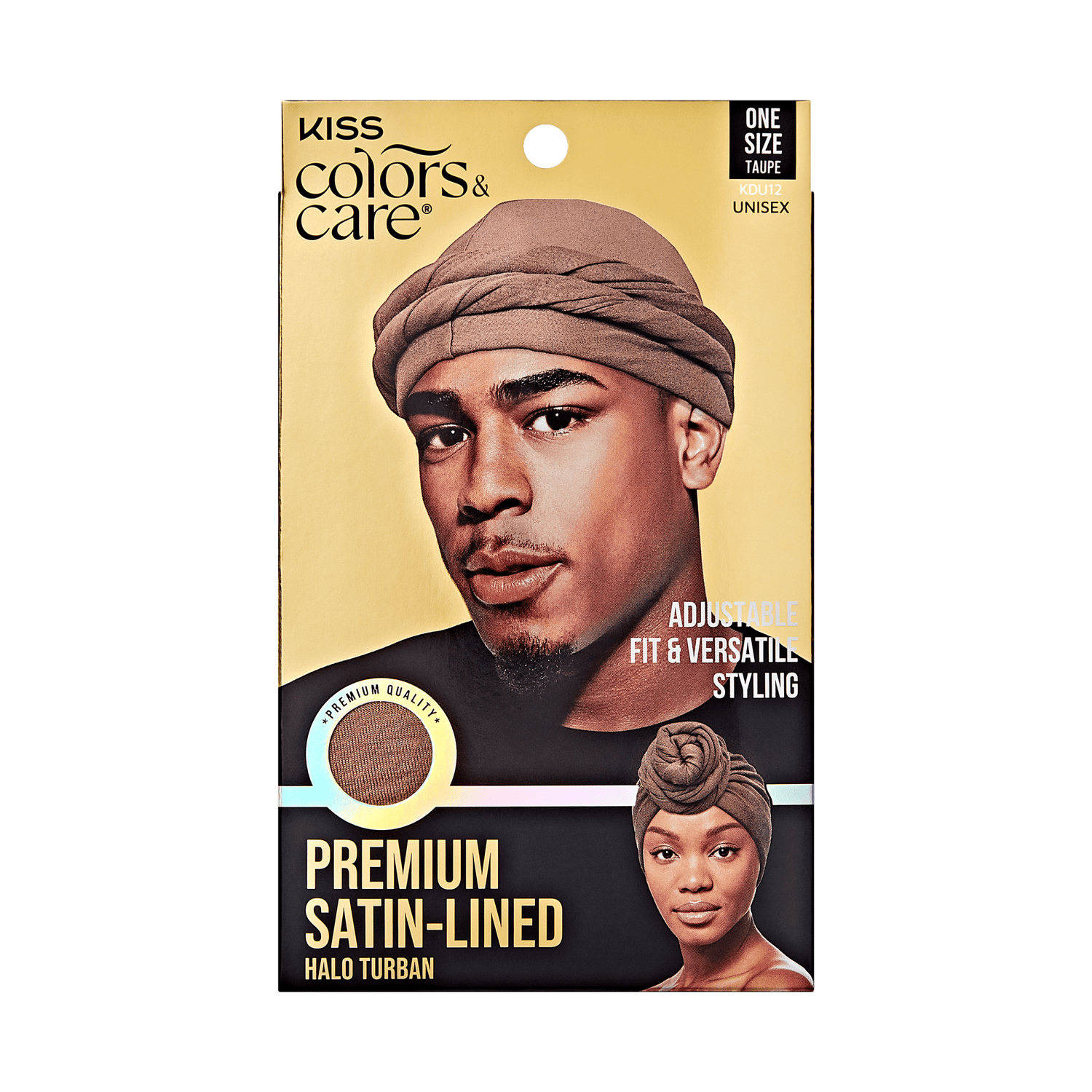 KISS Colors &amp; Care Premium Satin-Lined Halo Turban, Taupe