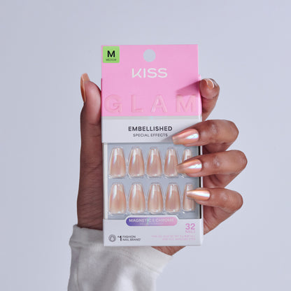 KISS GLAM Embellished Press On Glue Nails - Dusk Mirage