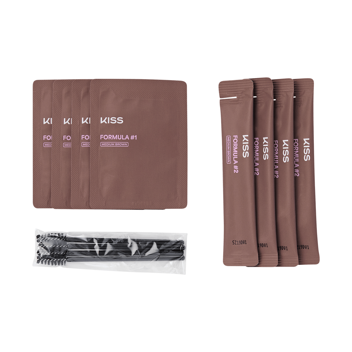 Kiss Tinting Cream Kit - Medium Brown | Starter Kit,  8 Pre-Measured Pouches, Eyebrow Brush