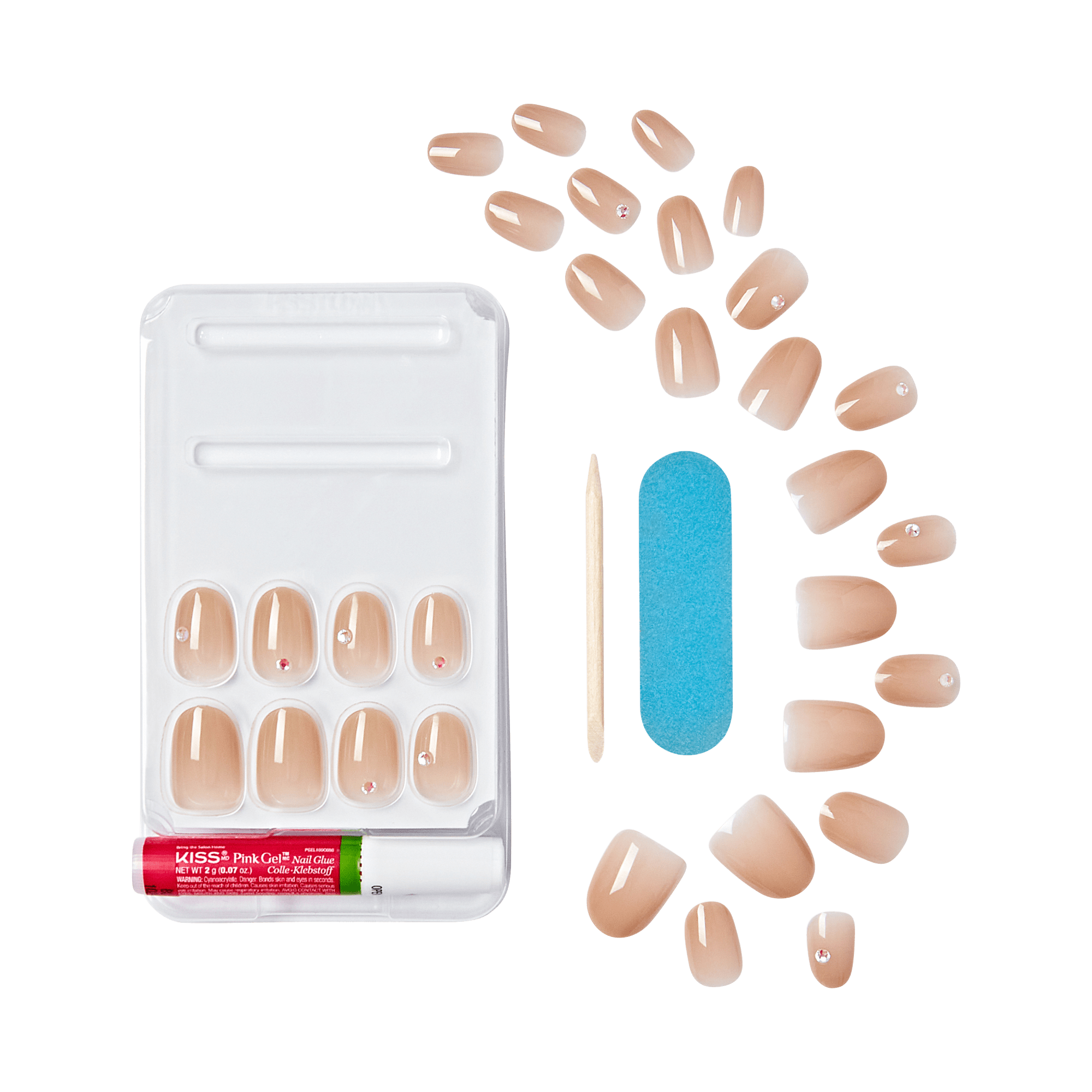 KISS Bare but Better Premium Press On Glue Nails - Stay