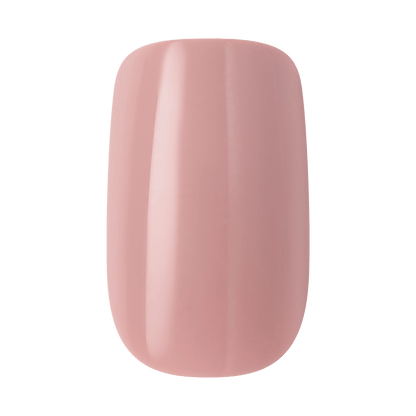 Soft pink rounded rectangular nail polish swatch or manicure sample