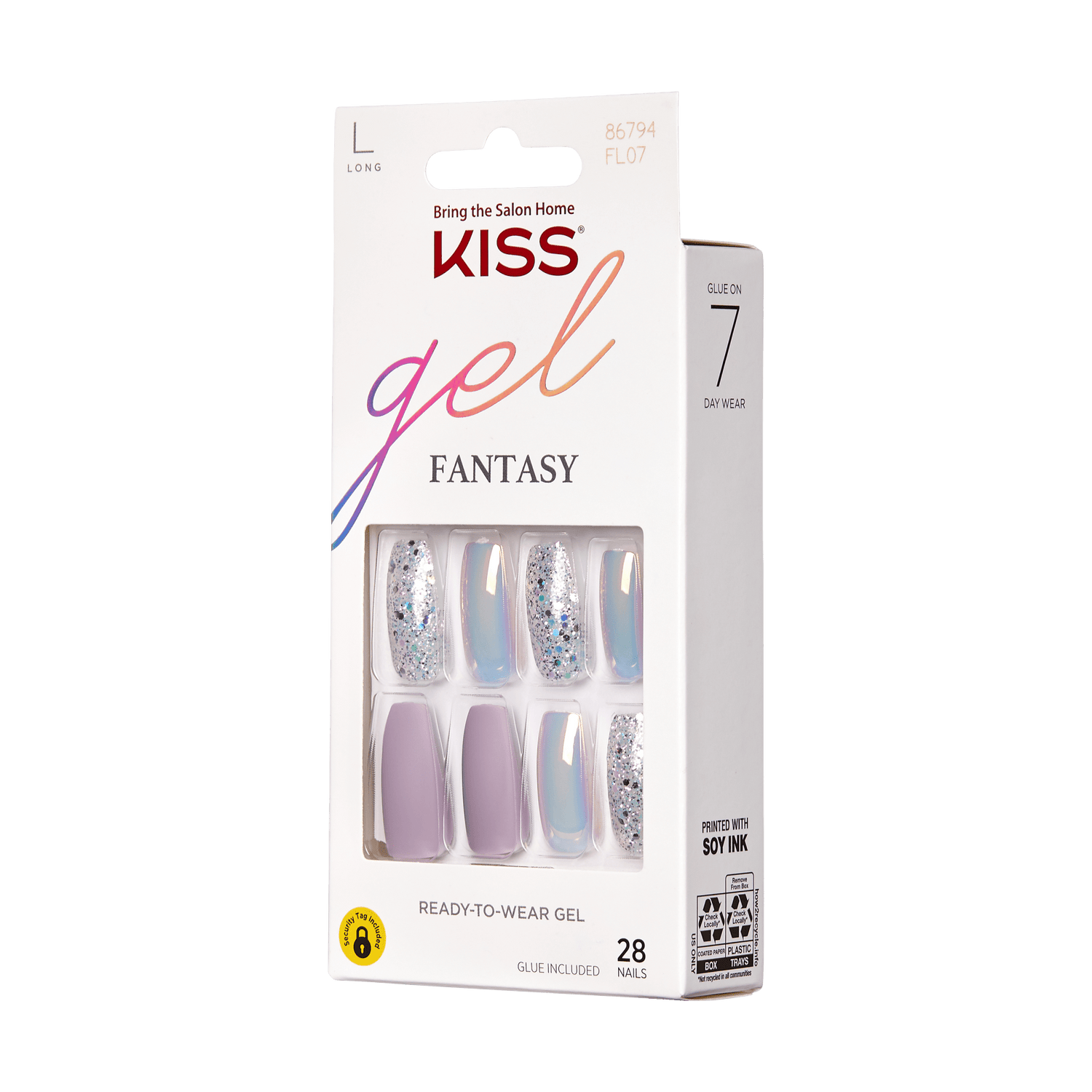 KISS Gel Fantasy Press On Glue Nails - Rainbow Rings