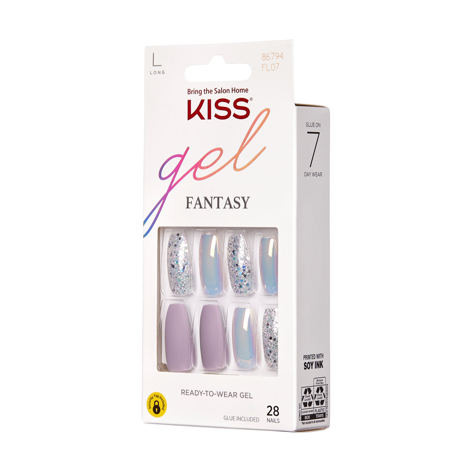 KISS Gel Fantasy Press On Glue Nails - Rainbow Rings