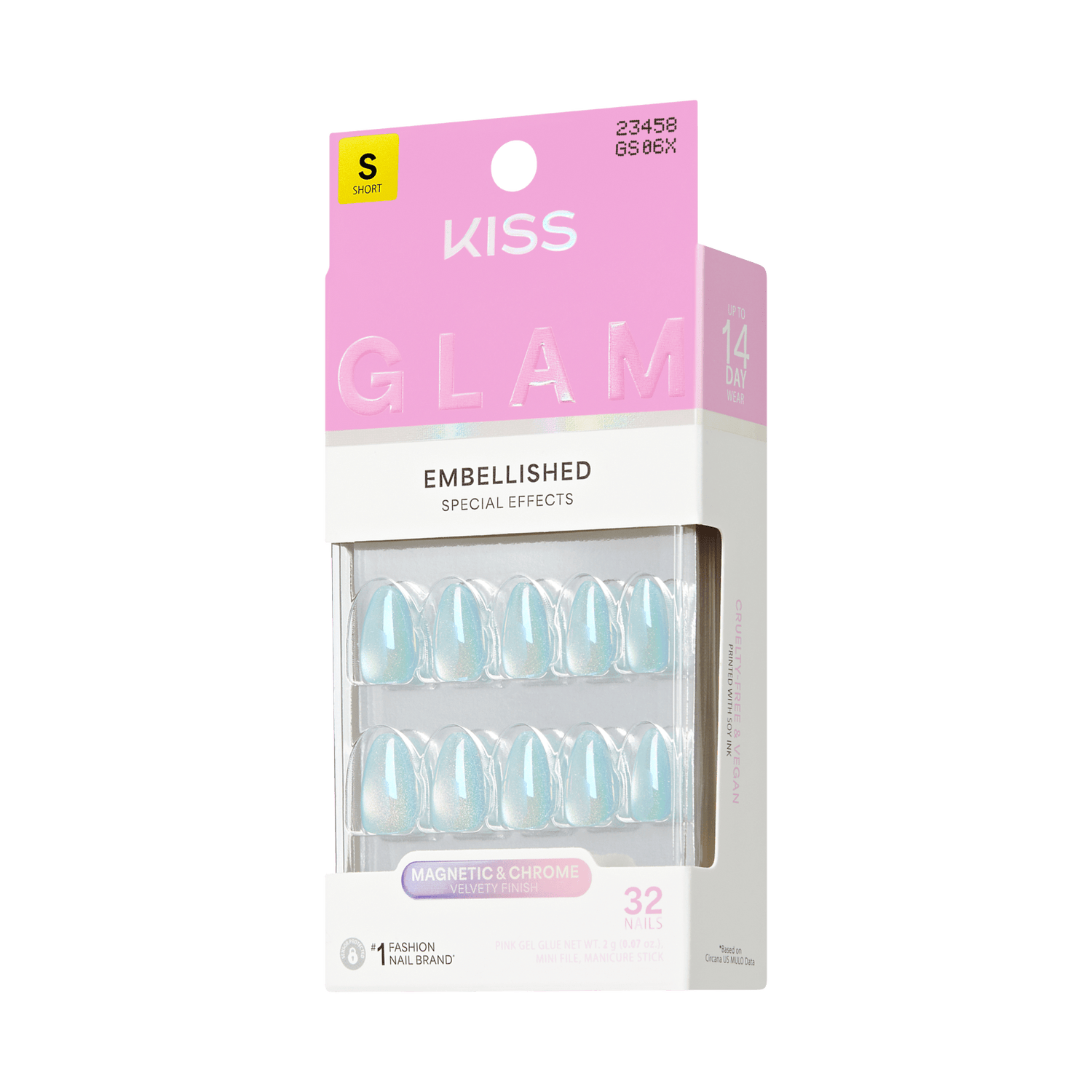 KISS GLAM Embellished Press On Glue Nails - Sugar Lake