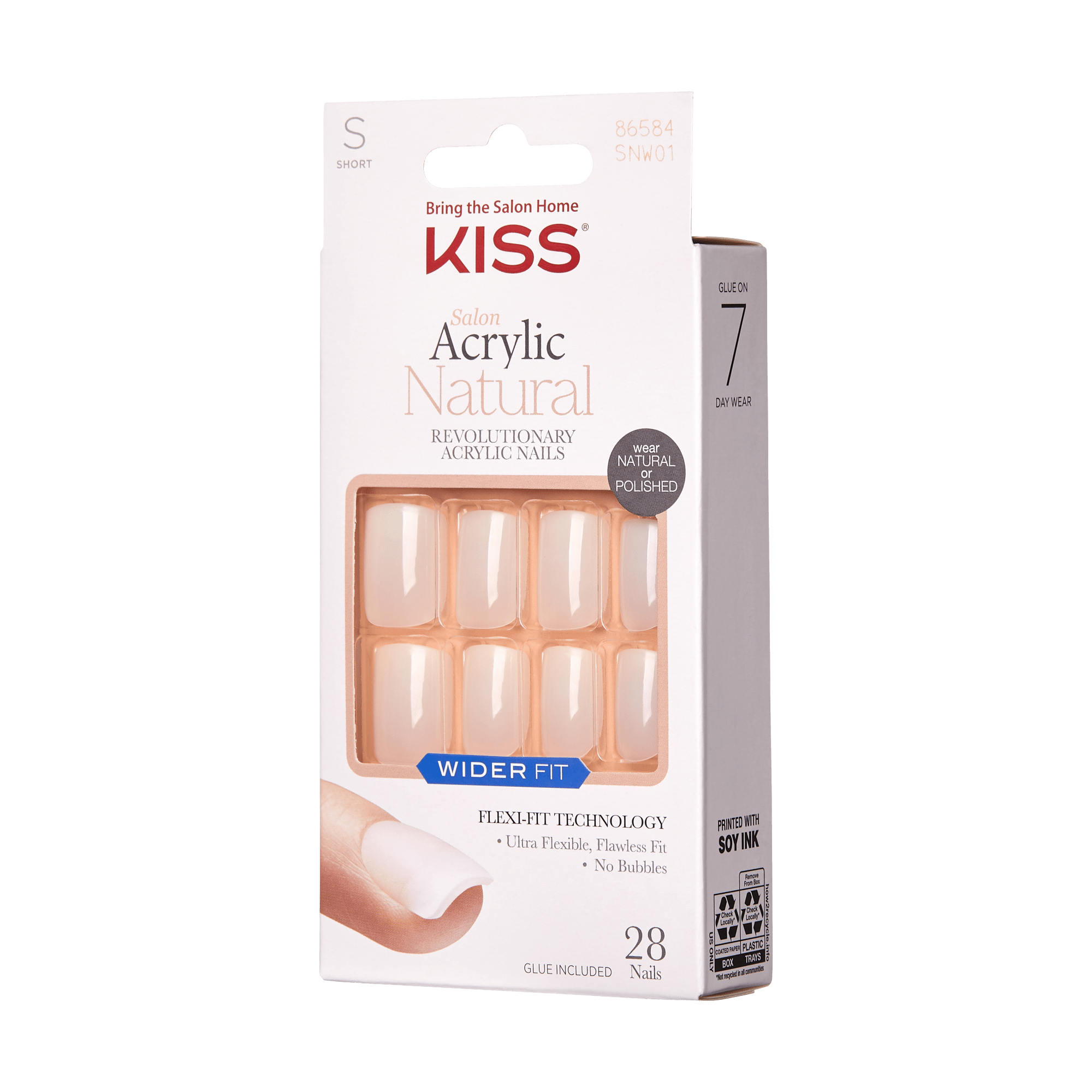 KISS Salon Acrylic Natural Press On Glue Nails - Rare