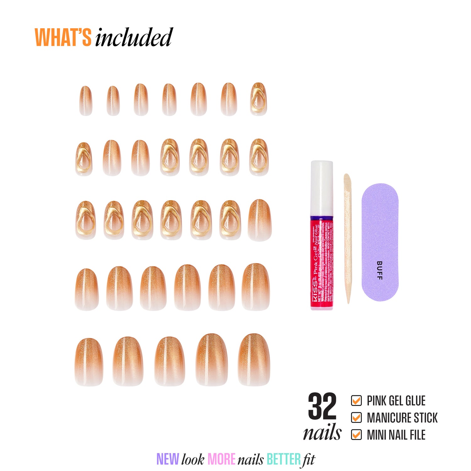 KISS NAIL DRIP Press On Glue Nails - Golden Laughter