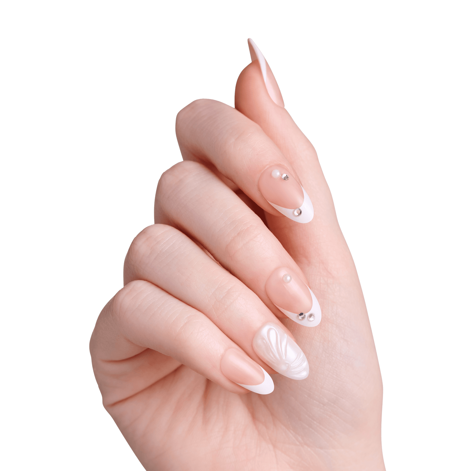 Impress Design No Glue Fake Press On Nails - Gloom | French Design, Red, Medium, Almond, Manicure