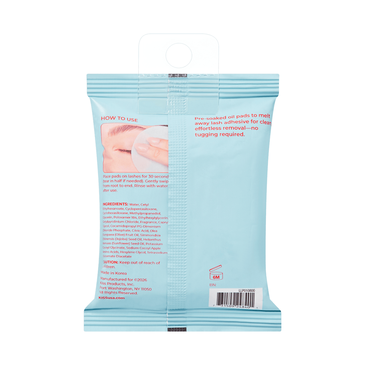 Kiss Lash Glue Remover Pads | Pre-Soaked Oil Pads, 30 Pieces