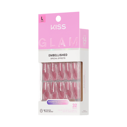KISS GLAM Embellished Press On Glue Nails - Pink Sugar