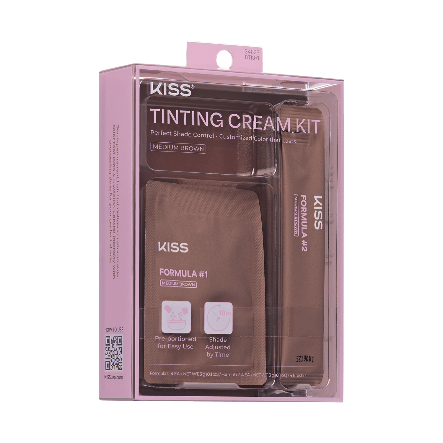 Kiss Tinting Cream Kit - Medium Brown | Starter Kit,  8 Pre-Measured Pouches, Eyebrow Brush