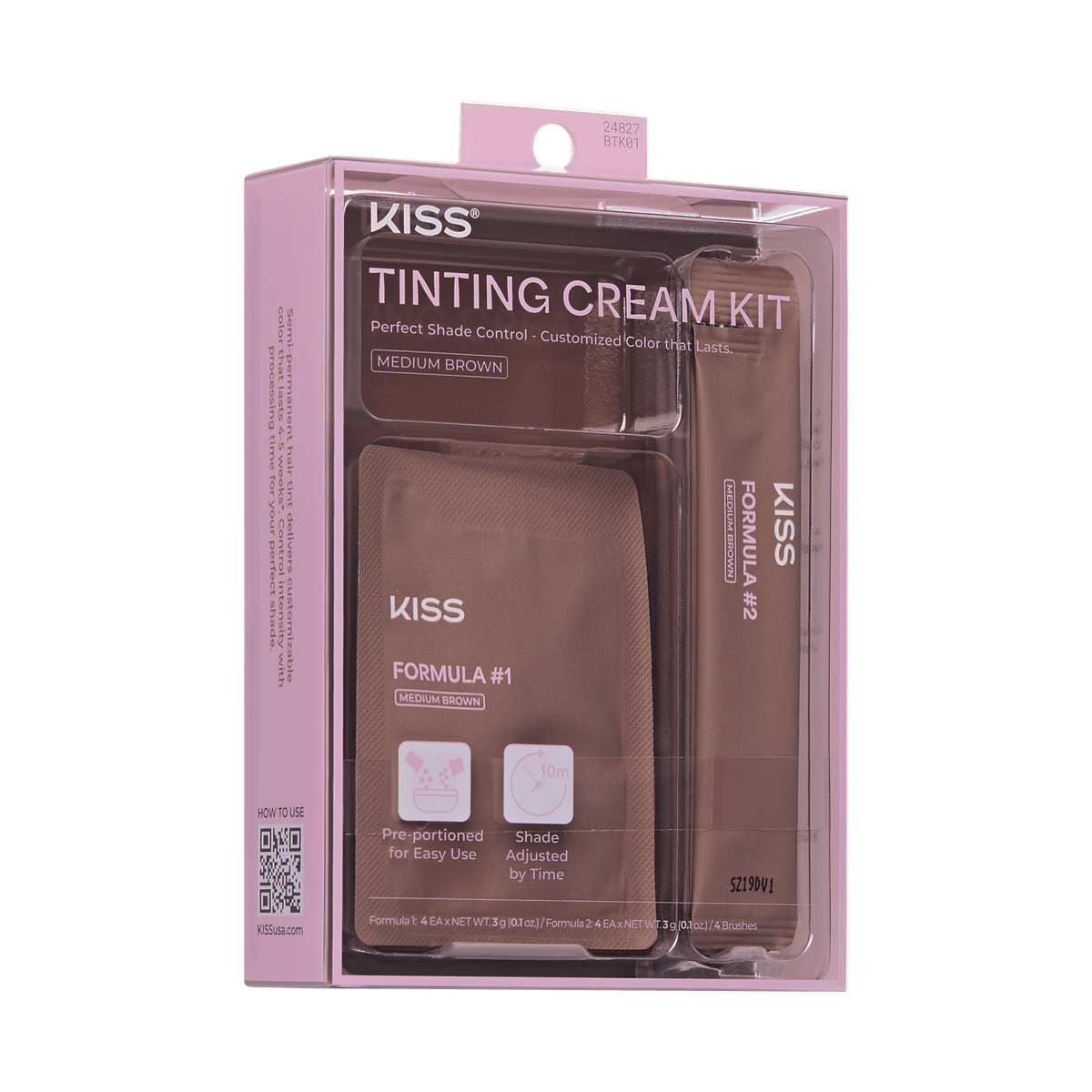 Kiss Tinting Cream Kit - Medium Brown | Starter Kit,  8 Pre-Measured Pouches, Eyebrow Brush