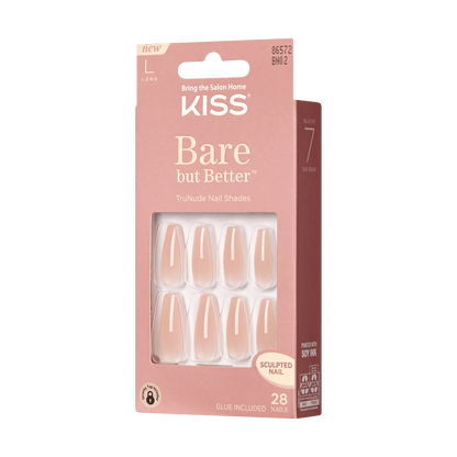 KISS Bare but Better Press On Glue Nails - Nude Drama