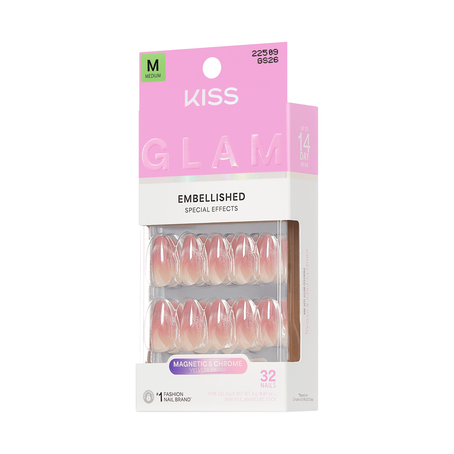 KISS GLAM Embellished Press On Glue Nails - Stardust Wonder