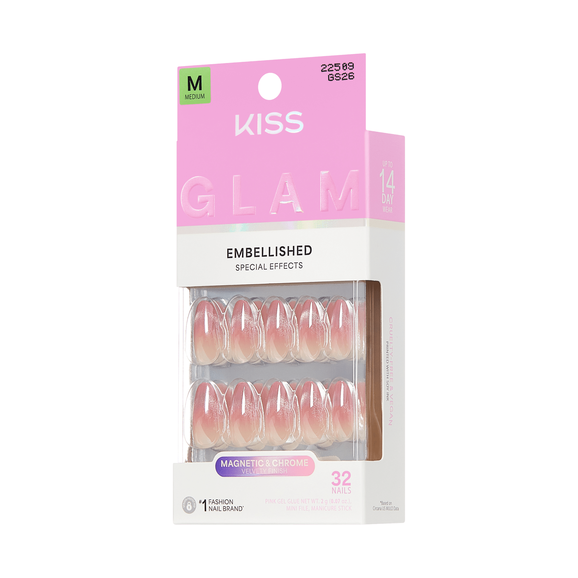 KISS GLAM Embellished Press On Glue Nails - Stardust Wonder