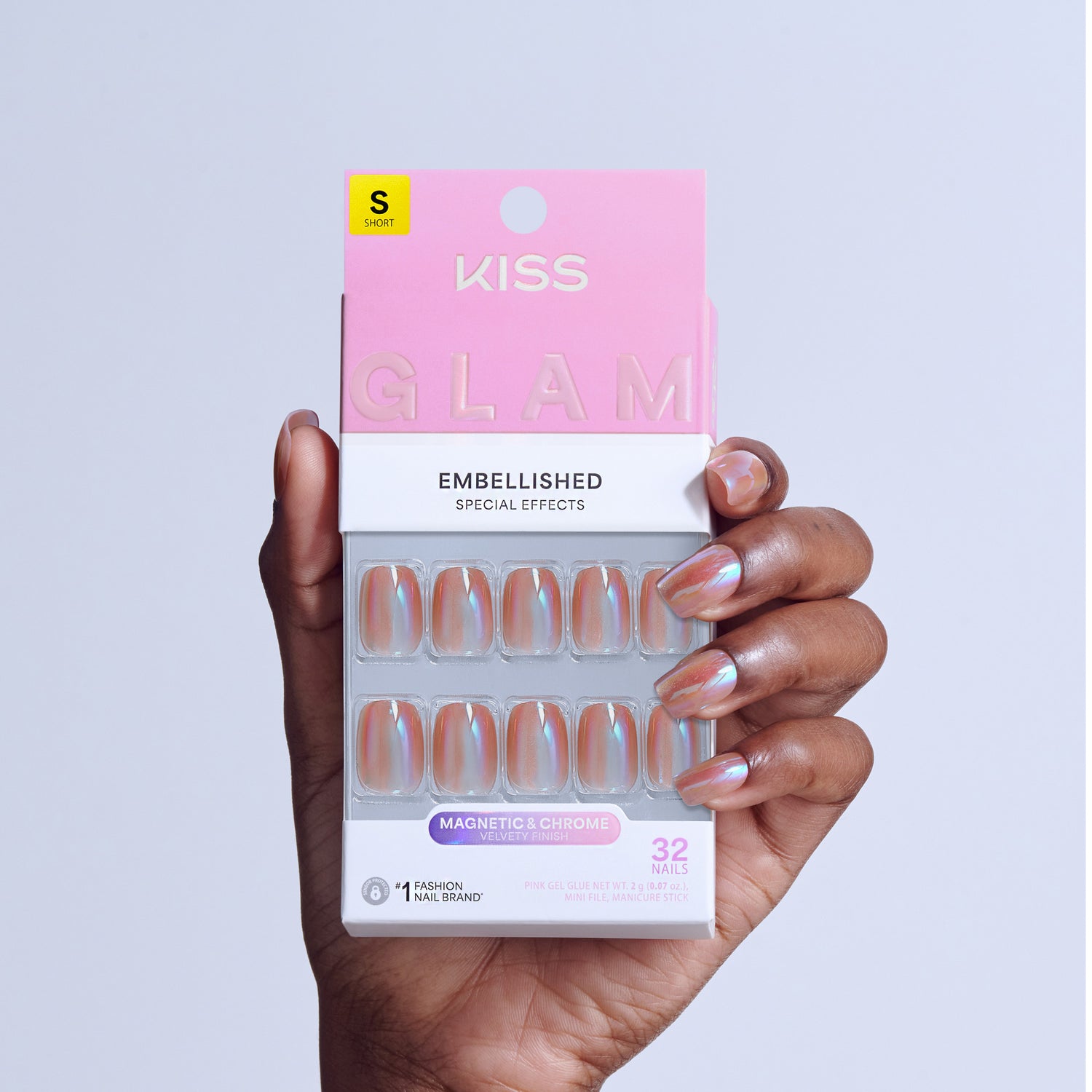 KISS GLAM Embellished Press On Glue Nails - Golden Hour Affairs