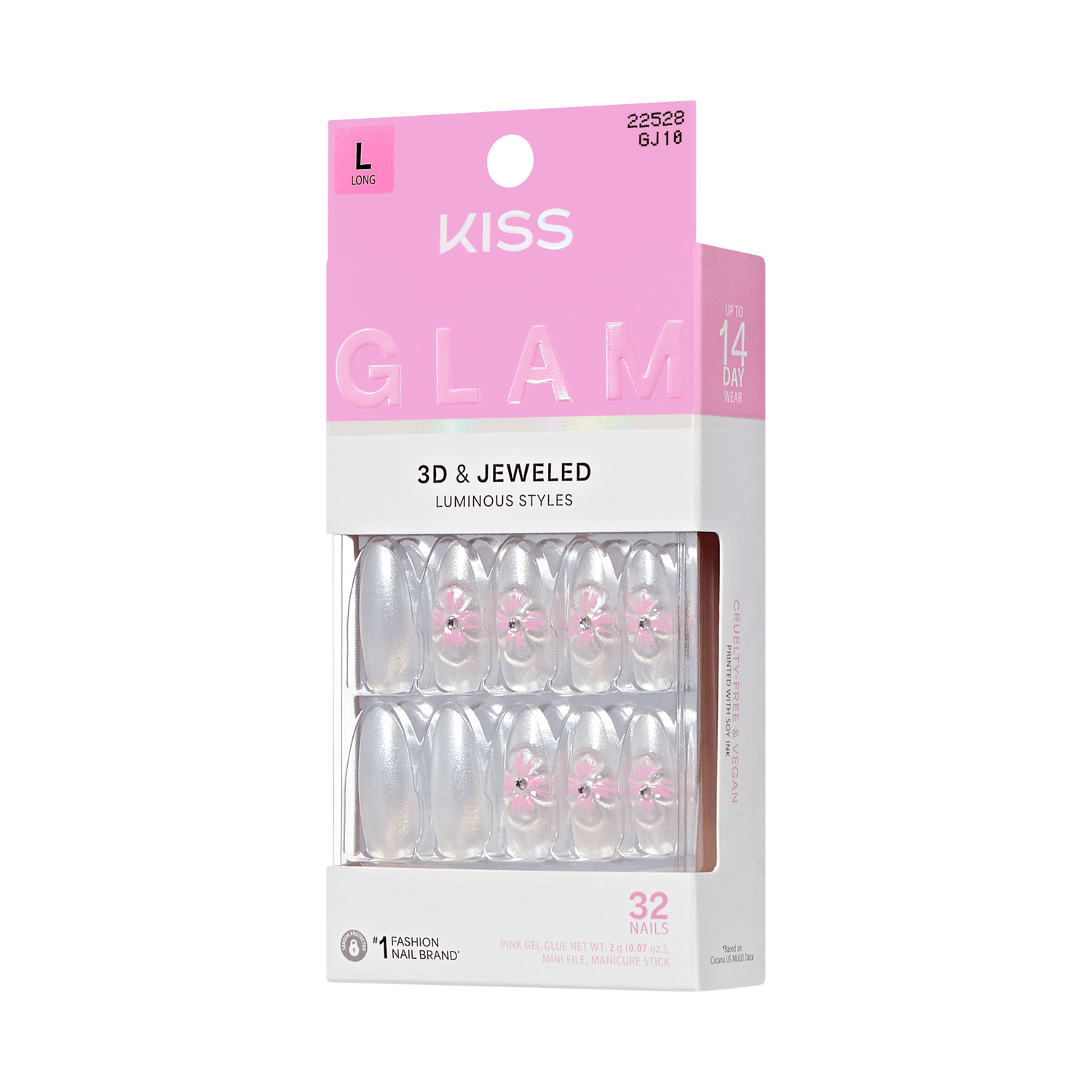 KISS GLAM 3D &amp; Jewel Press On Glue Nails  - Captured