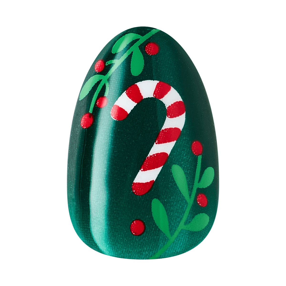 Kiss Merry Holiday Press On Fake Glue Nails Almond - Gifted Glam | Design, Green, Short, Almond