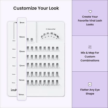 imPRESS Pre-Glued Individual Lashes Multipack, Classic Natural, 60 Lash Clusters