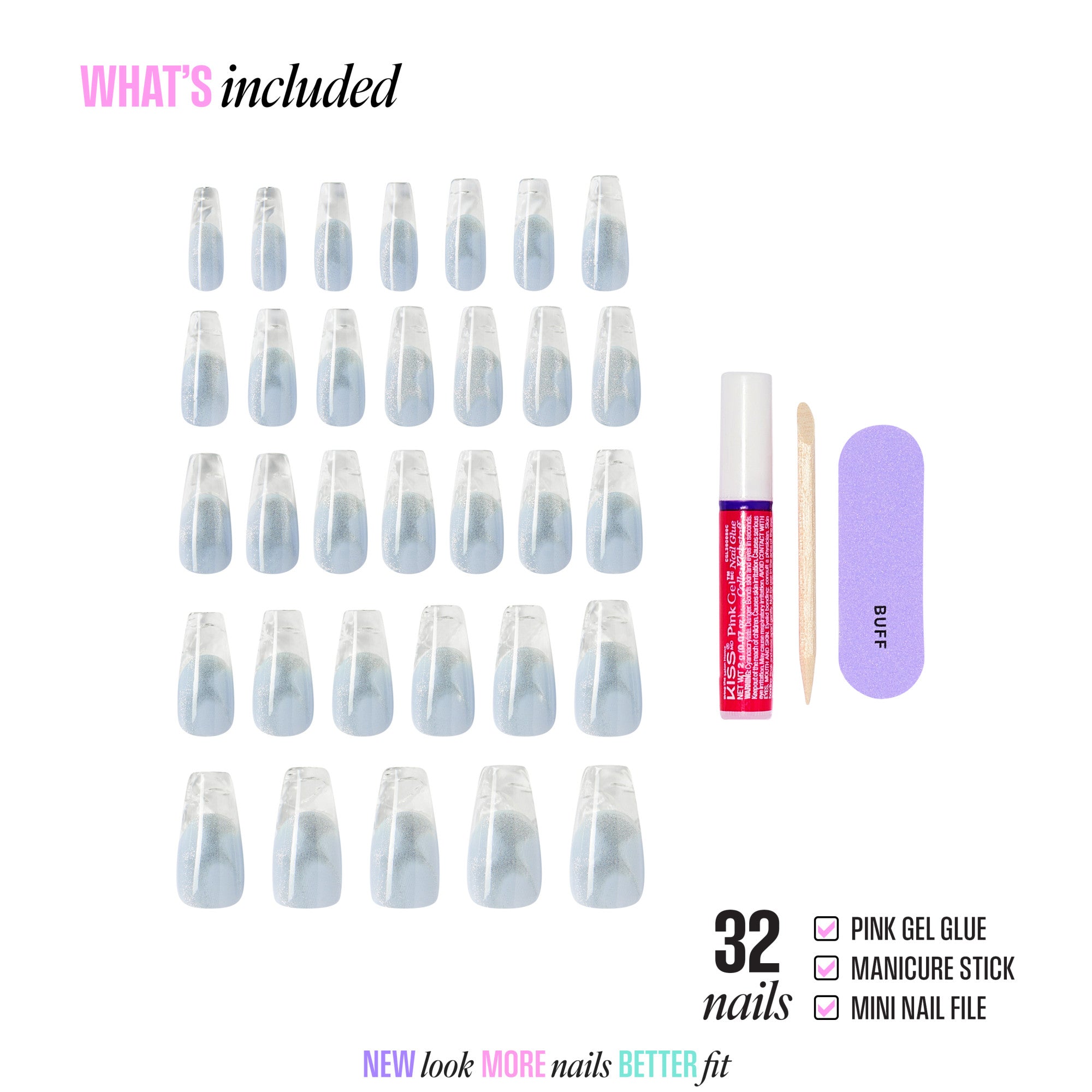 KISS GLAM 3D &amp; Jewel Press On Glue Nails  - Seraphic