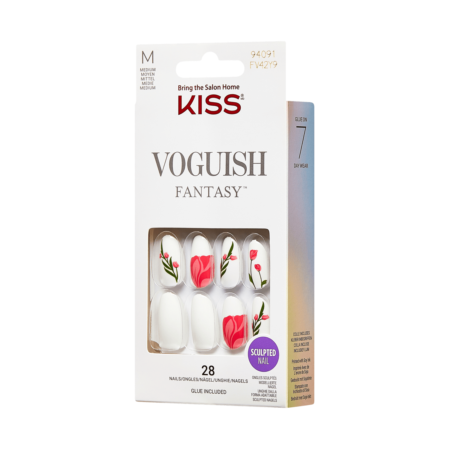 KISS Voguish Fantasy Press On Glue Nails - Tulip