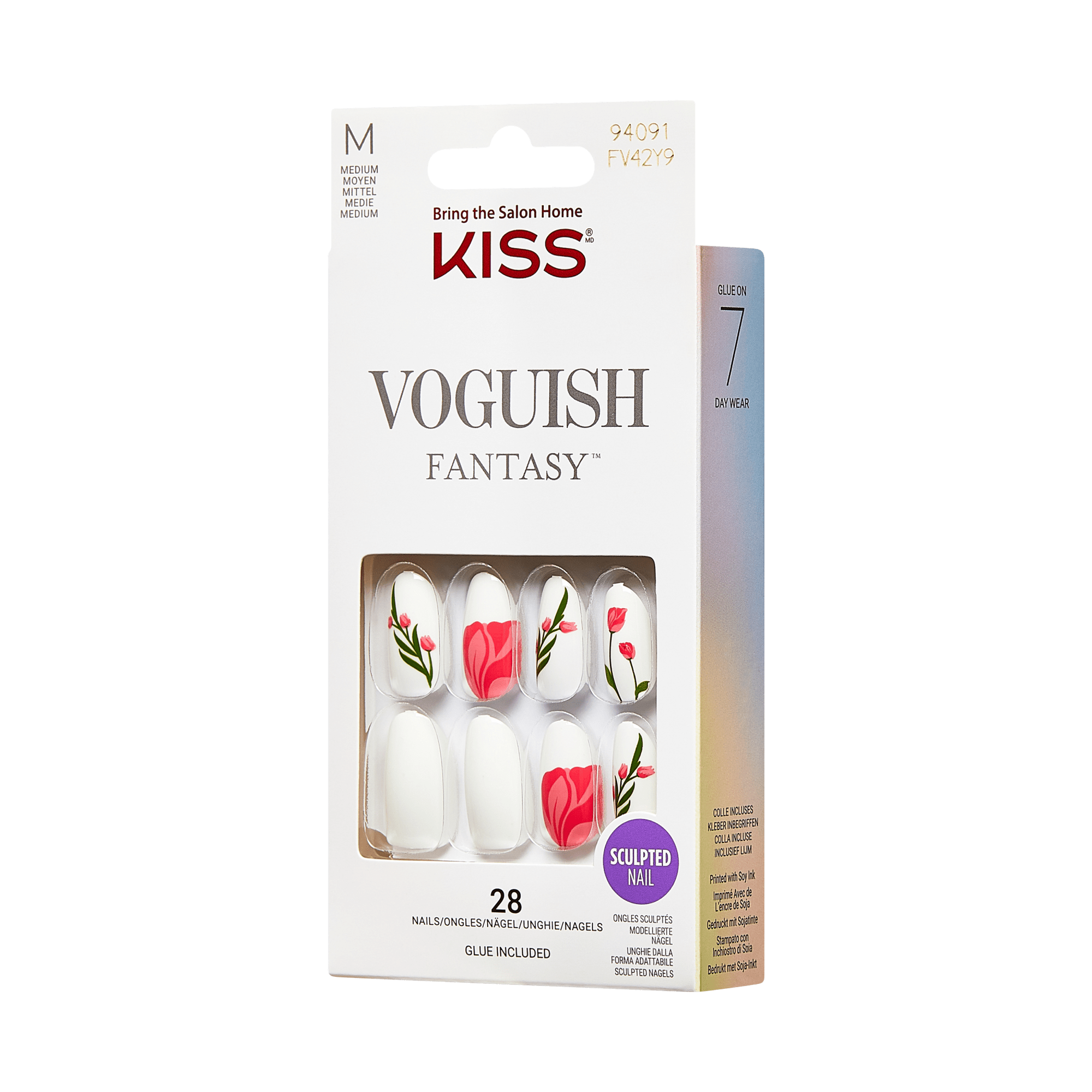 KISS Voguish Fantasy Press On Glue Nails - Tulip