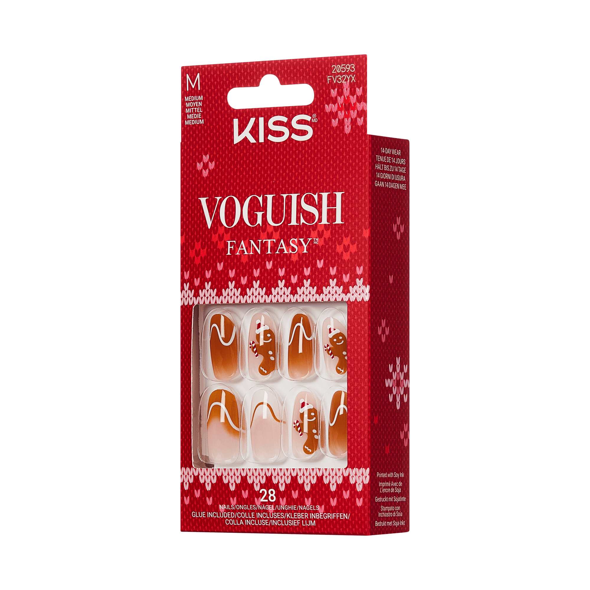 KISS Voguish Fantasy Holiday Press On Glue Nails - Holly Nights