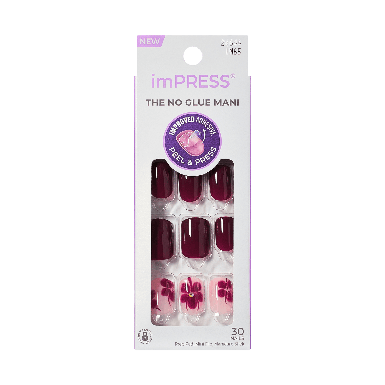 Impress Design No Glue Fake Press On Nails - Glacier | Design, Red, Short, Squoval, Manicure