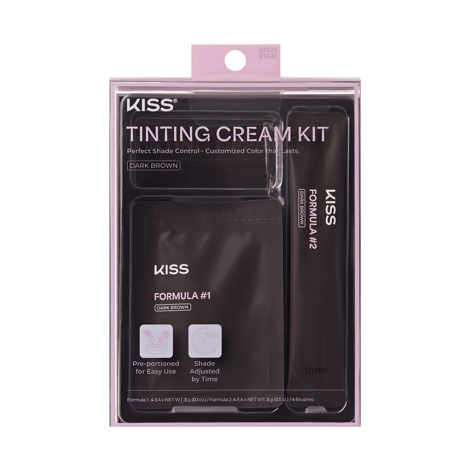 Kiss Tinting Cream Kit - Dark Brown | Starter Kit,  8 Pre-Measured Pouches, Eyebrow Brush