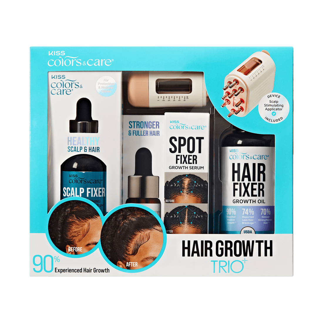 KISS Colors &amp; Care Hair Growth Trio +  Scalp Stimulating Applicator