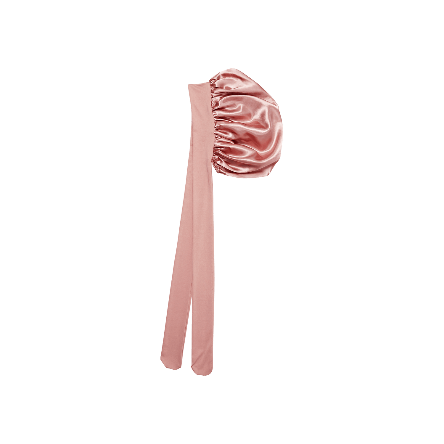 Pink satin headband with a long ribbon on a transparent background