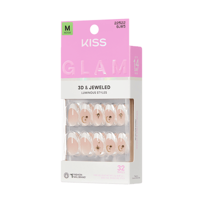 KISS GLAM 3D &amp; Jewel Press On Glue Nails  – Zephyr