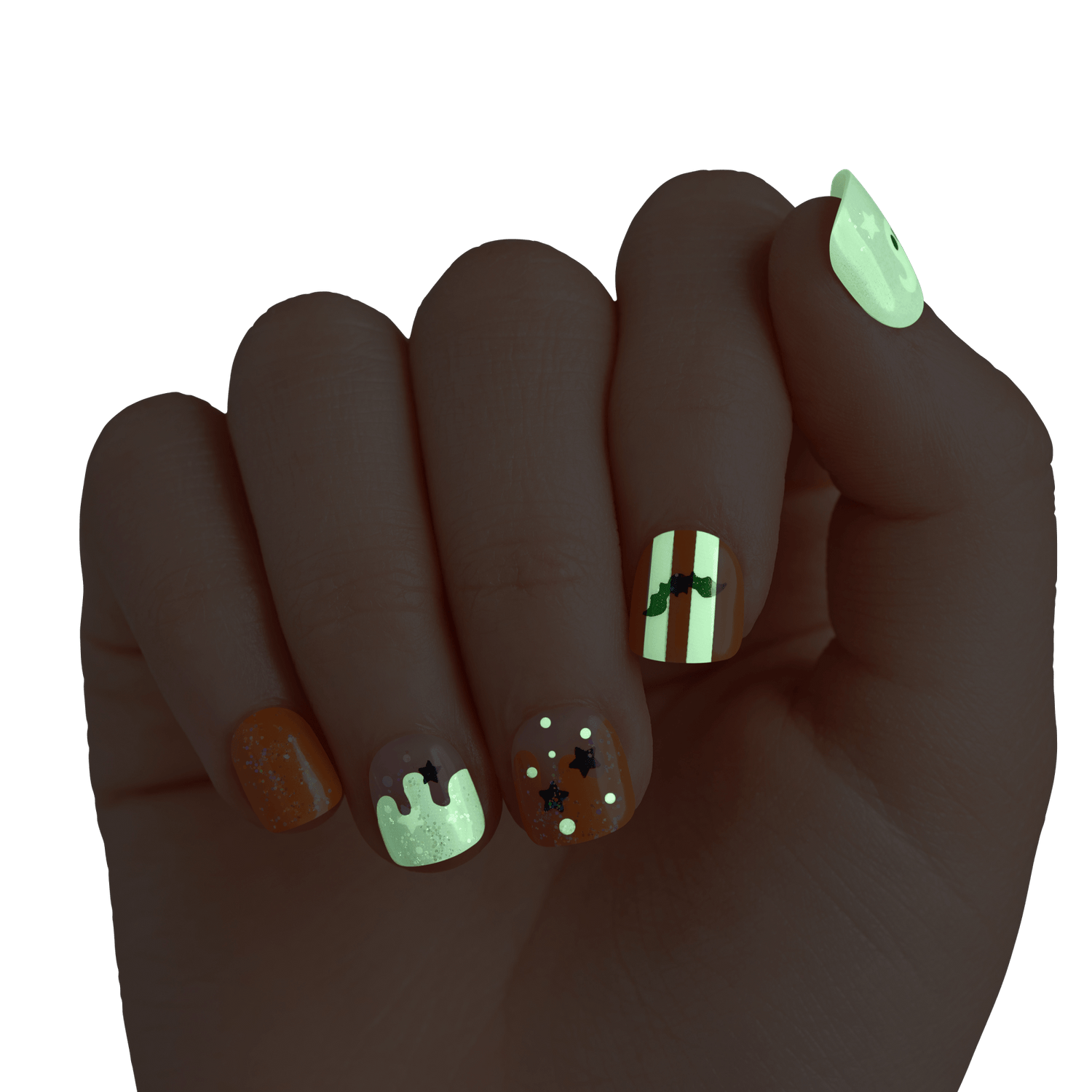Impress Kids Halloween No Glue Fake Press On Nails - Boo! | Design, Purple &amp; Orange, Kids, Squoval, Glow In The Dark, Manicure