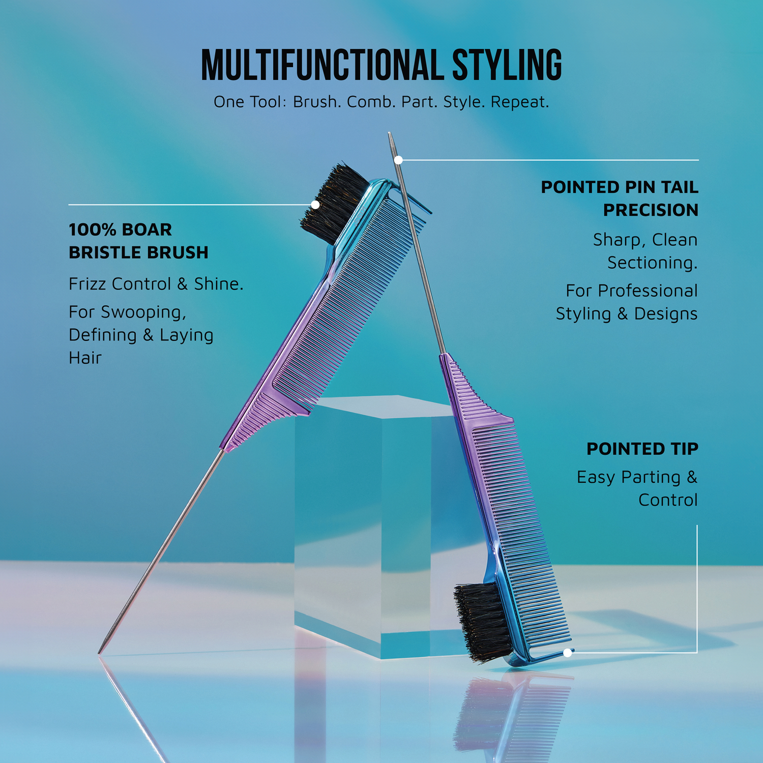 KISS Colors &amp; Care 3-in-1 Ombre Chrome Edge Combrush