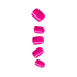Bright pink glossy press-on nails in various sizes, arranged vertically with a subtle black outline, shown against a transparent background.