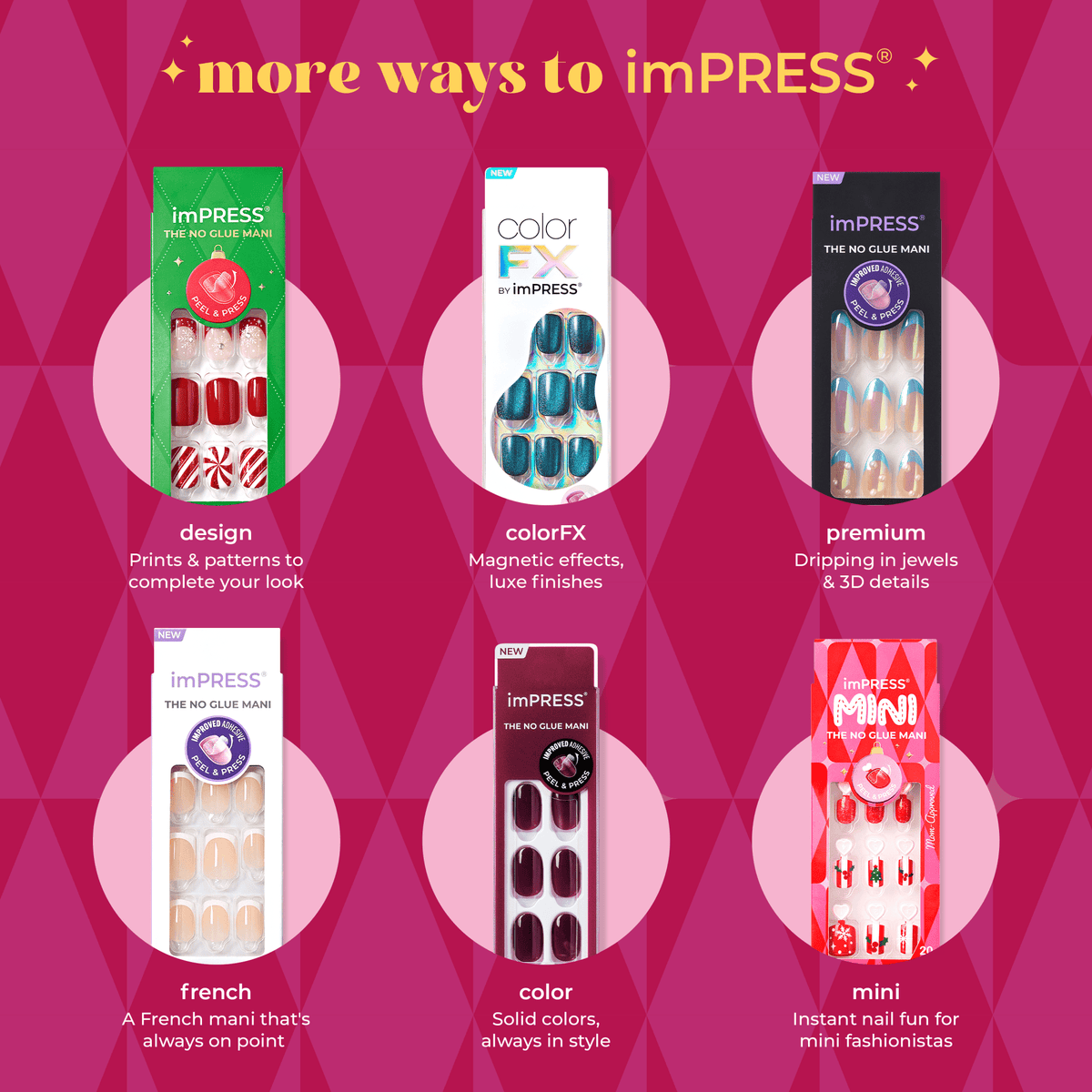 Impress Kids Holiday No Glue Fake Press On Nails - Little Elf | Design, Multicolor, Kids, Squoval, Manicure