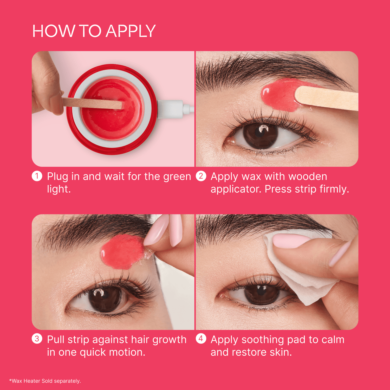 Kiss Brow Wax Kit Refill | Refill, Hard Wax, 10 Applicators, 10 Waxing Strips, 15 Post-Wax Wipes