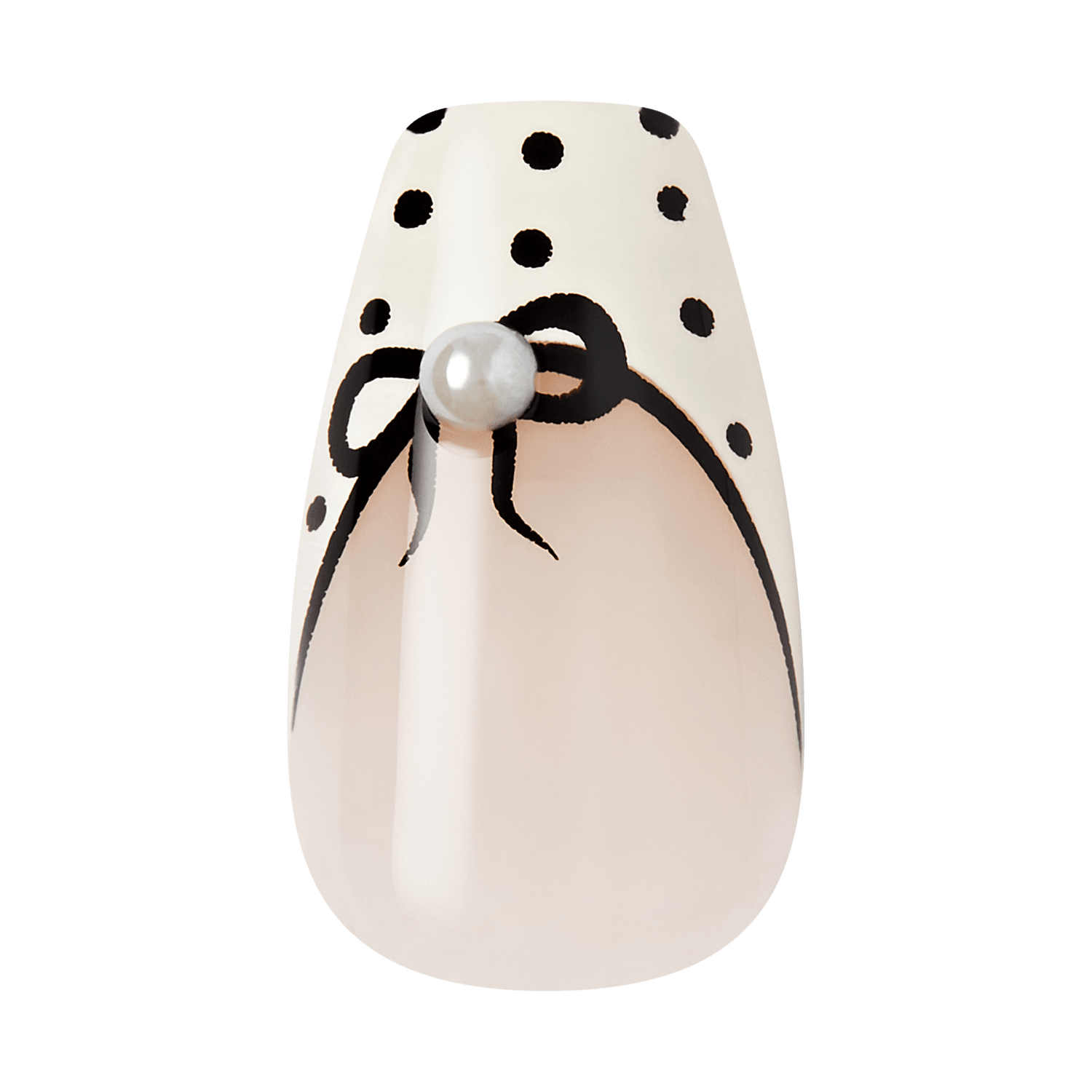 Impress Design No Glue Fake Press On Nails - Leafy | French Design, Black &amp; White, Medium, Coffin, Manicure