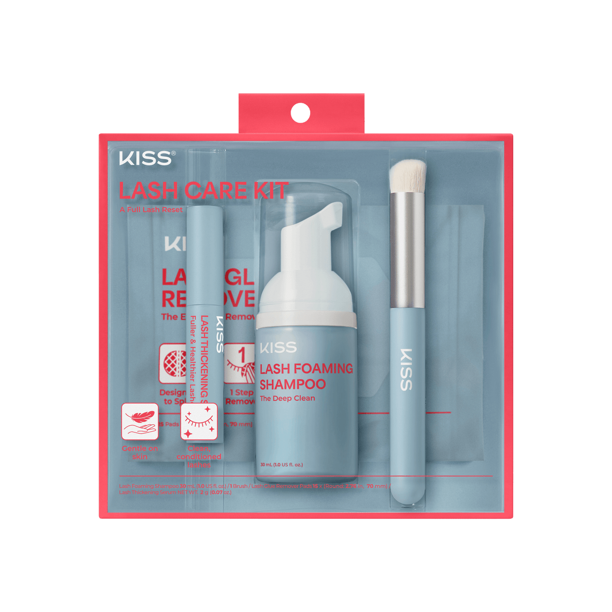 Kiss Lash Care Kit | Starter Kit, Lash Foaming Shampoo, Lash Thickening Serum, Lash Glue Remover Pads