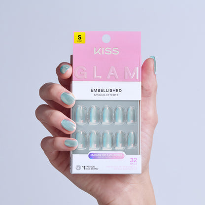 KISS GLAM Embellished Press On Glue Nails - Celestique
