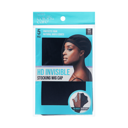 HD Invisible Stocking Wig Cap Black 5 pcs - Image 2