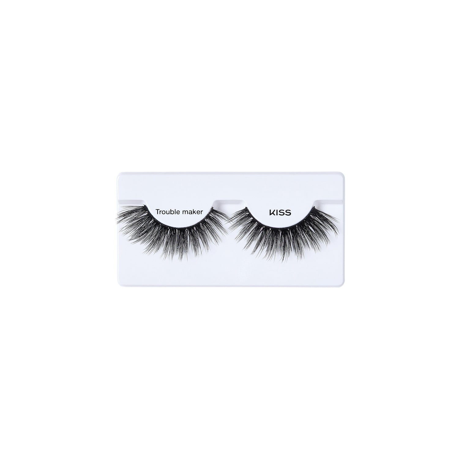 KISS Trouble Maker false eyelashes on white packaging card