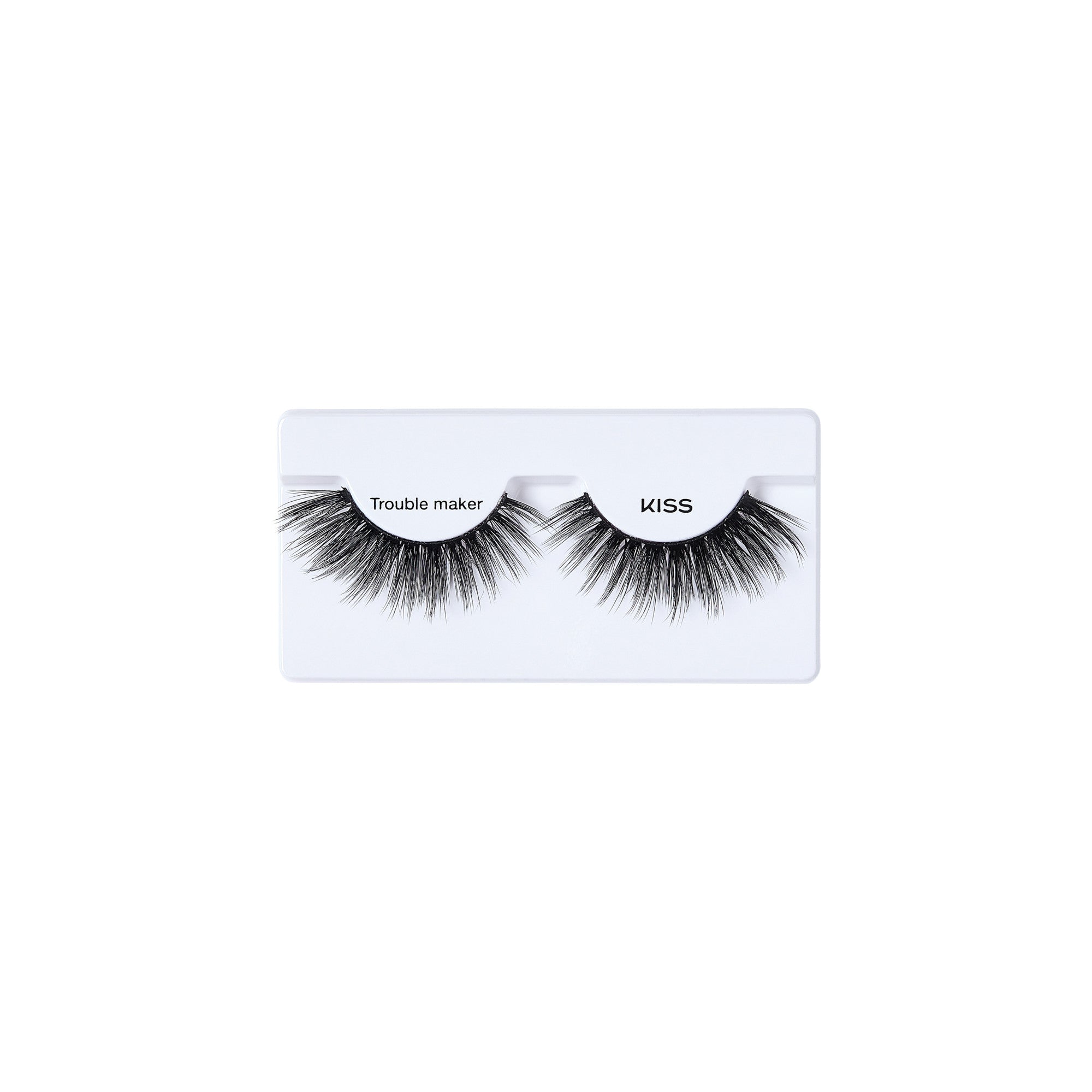 KISS Trouble Maker false eyelashes on white packaging card