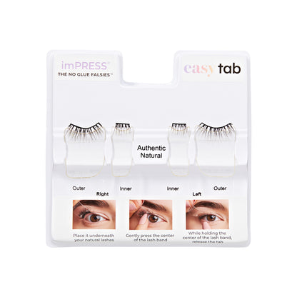 Authentic Natural | 1 Pair of Half Lash & 2 Clusters imPRESS Falsies easy tab 5mm-9mm No Glue Needed - Image 7
